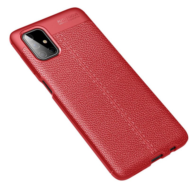 Hoesje Samsung Galaxy M51 Rood Zwart Dubbellijns Lychee Leereffect