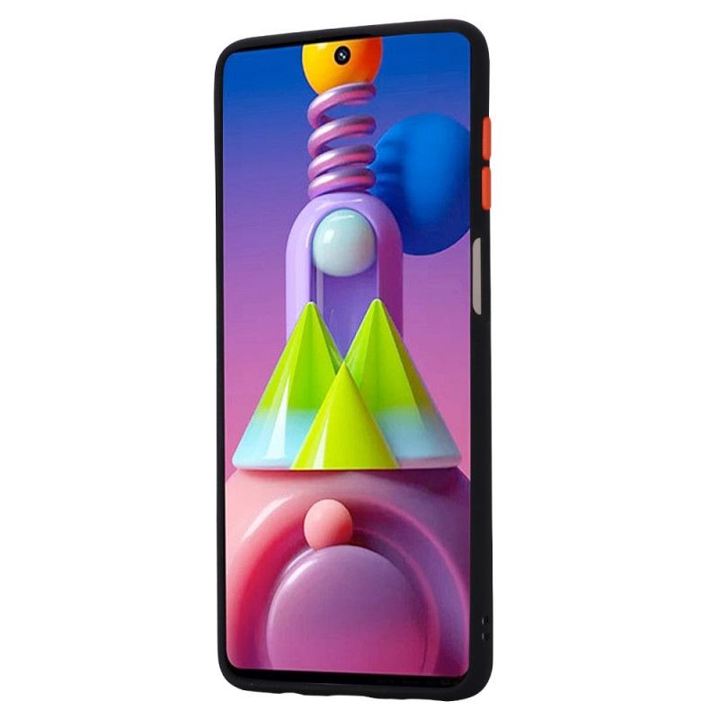 Hoesje Samsung Galaxy M51 Rood Zwart Hybride Met Gekleurde Randen