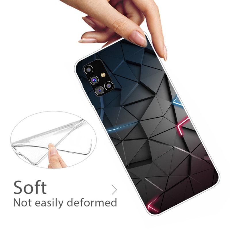 Hoesje Samsung Galaxy M51 Roze Grijs Flexibele Geometrie