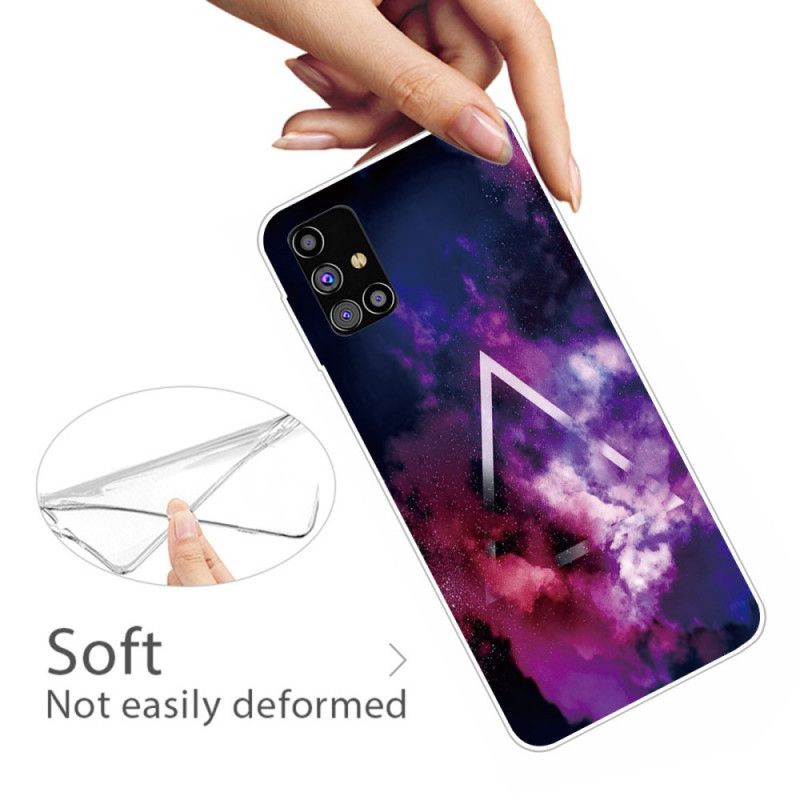 Hoesje Samsung Galaxy M51 Roze Grijs Flexibele Geometrie