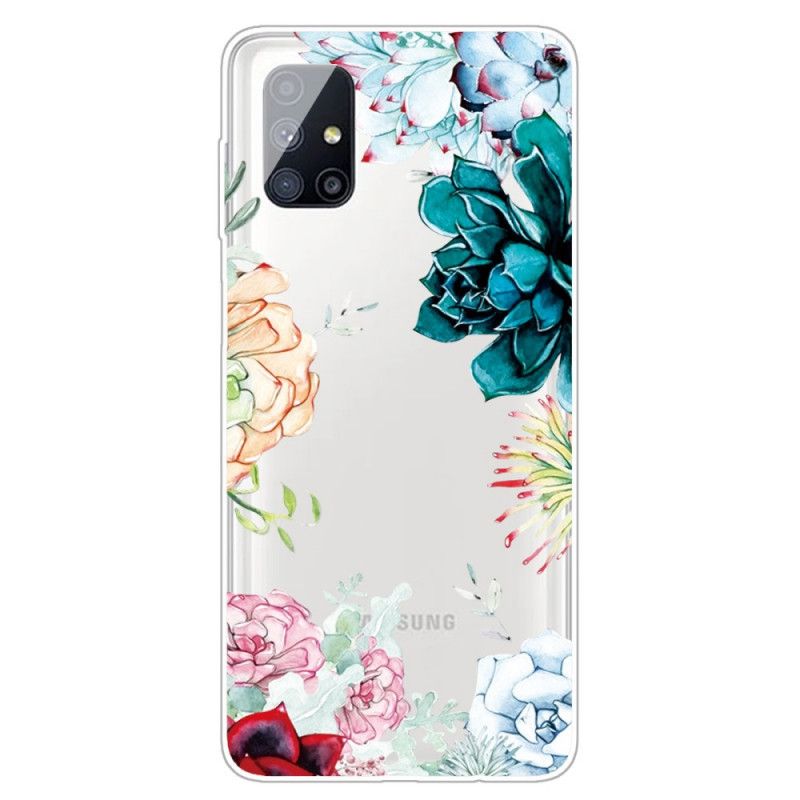 Hoesje Samsung Galaxy M51 Transparante Aquarelbloemen