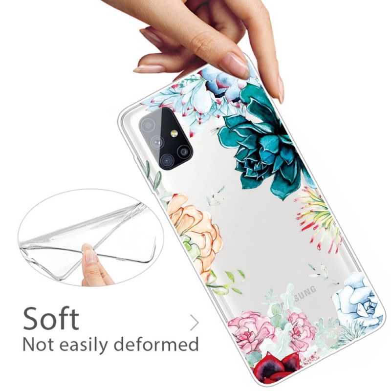 Hoesje Samsung Galaxy M51 Transparante Aquarelbloemen