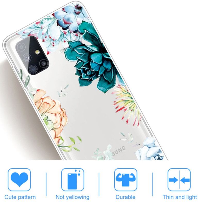 Hoesje Samsung Galaxy M51 Transparante Aquarelbloemen