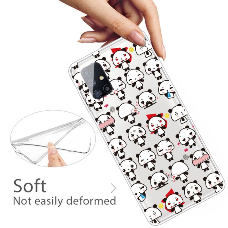 Hoesje Samsung Galaxy M51 Transparante Grappige Panda'S