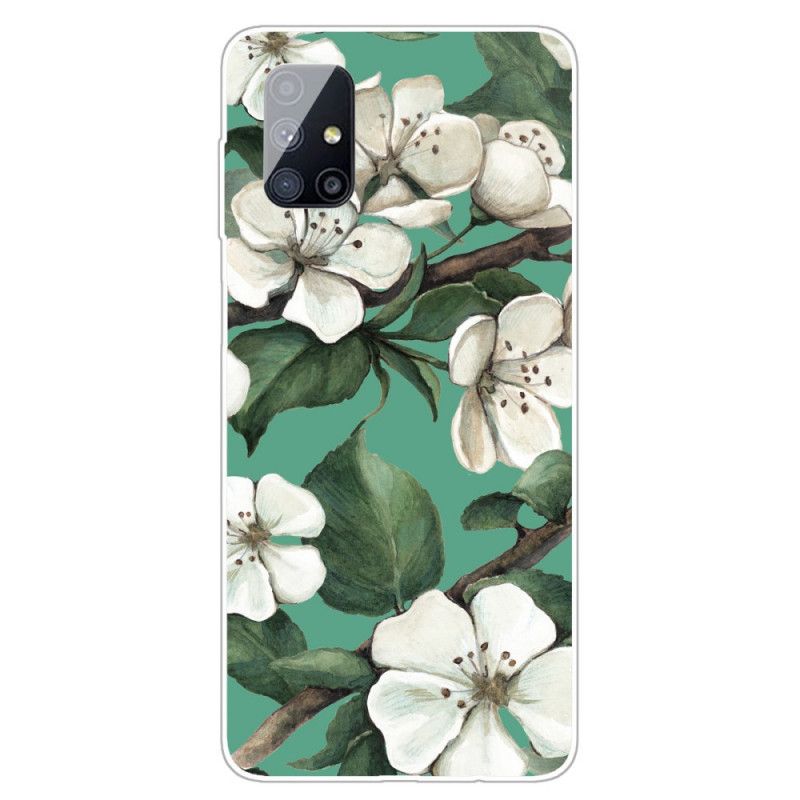 Hoesje voor Samsung Galaxy M51 Geschilderde Witte Bloemen