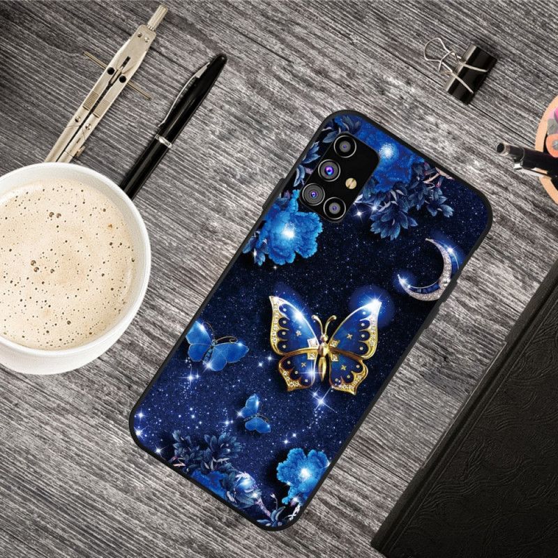 Hoesje voor Samsung Galaxy M51 Marineblauw Donkerblauw Vlinder 'S Nachts