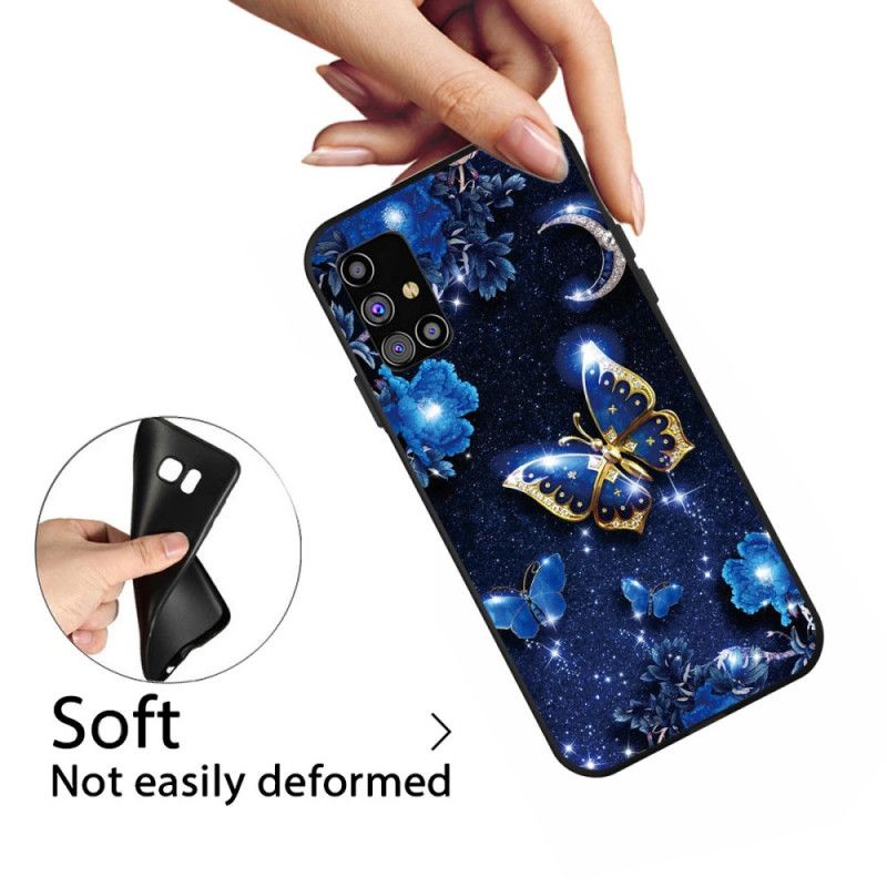 Hoesje voor Samsung Galaxy M51 Marineblauw Donkerblauw Vlinder 'S Nachts