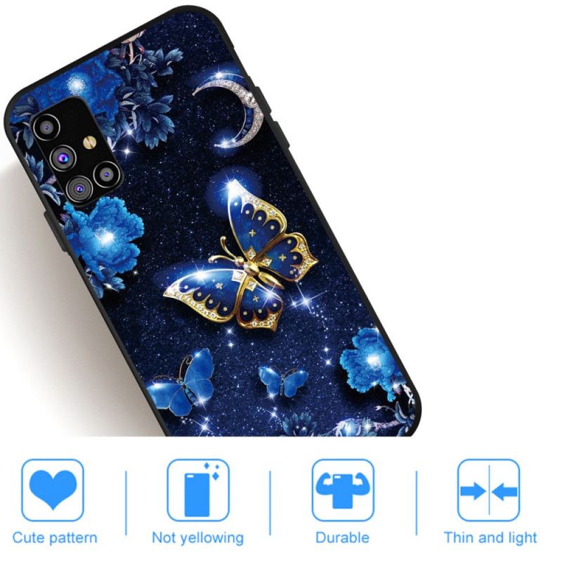 Hoesje voor Samsung Galaxy M51 Marineblauw Donkerblauw Vlinder 'S Nachts