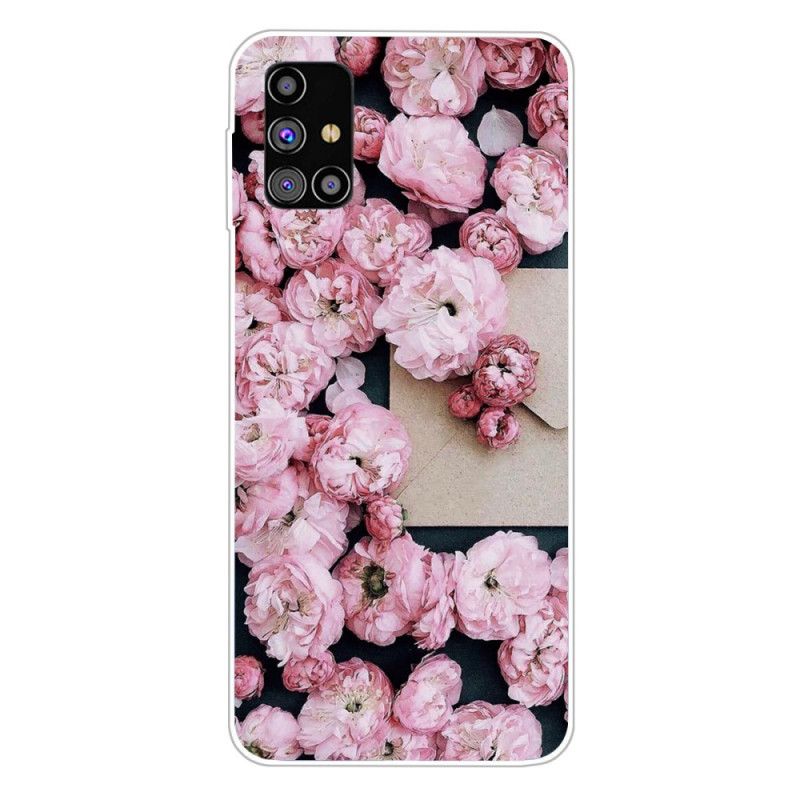 Hoesje voor Samsung Galaxy M51 Roze Rood Intense Bloemen