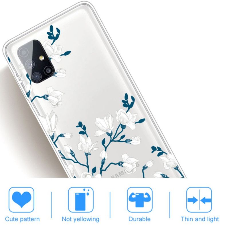 Hoesje voor Samsung Galaxy M51 Witte Bloemen