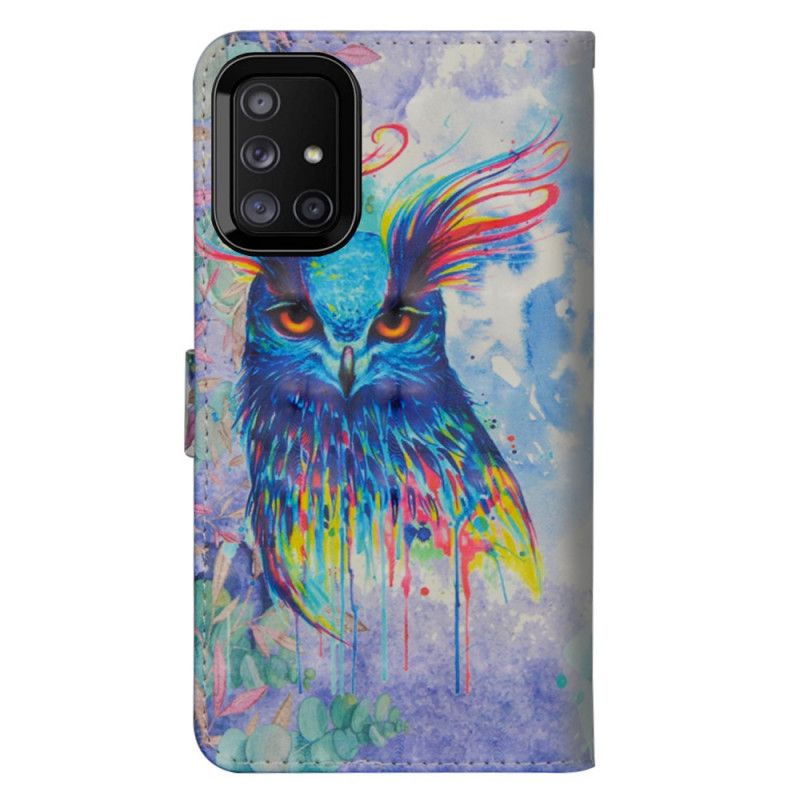 Leren Hoesje Samsung Galaxy M51 Aquarel Vogel