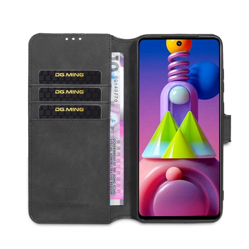 Leren Hoesje Samsung Galaxy M51 Grijs Zwart Vintage Khazneh Leereffect