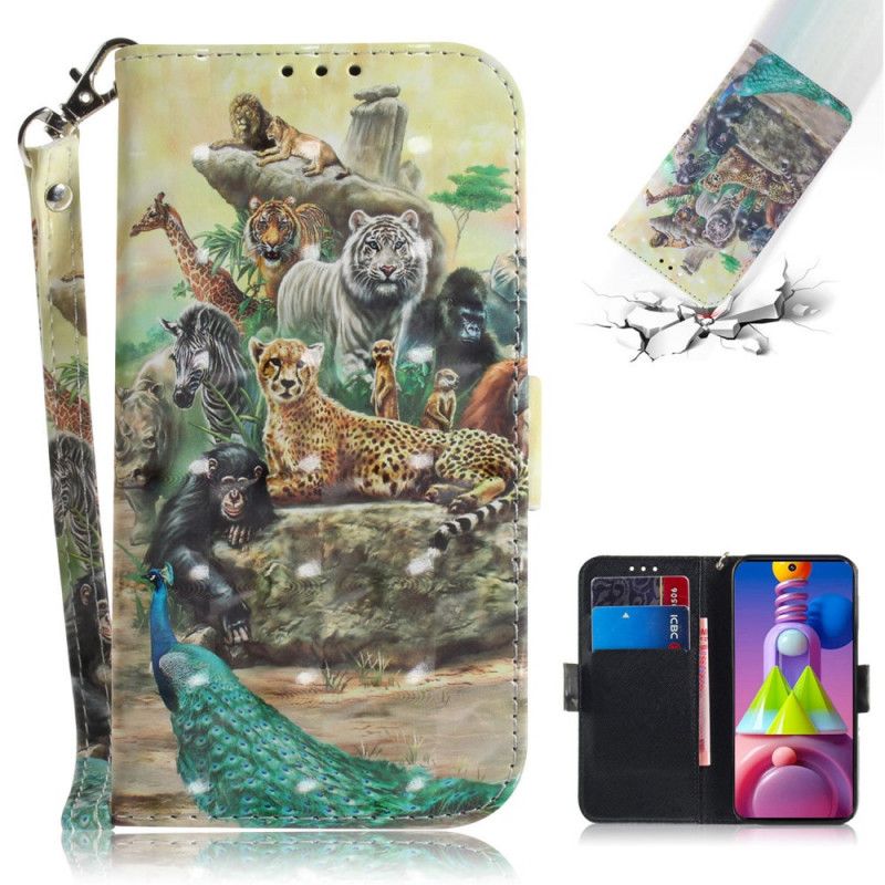 Leren Hoesje Samsung Galaxy M51 String Safari Dieren