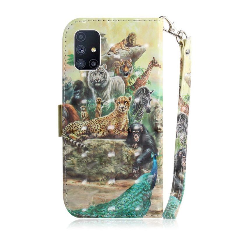 Leren Hoesje Samsung Galaxy M51 String Safari Dieren