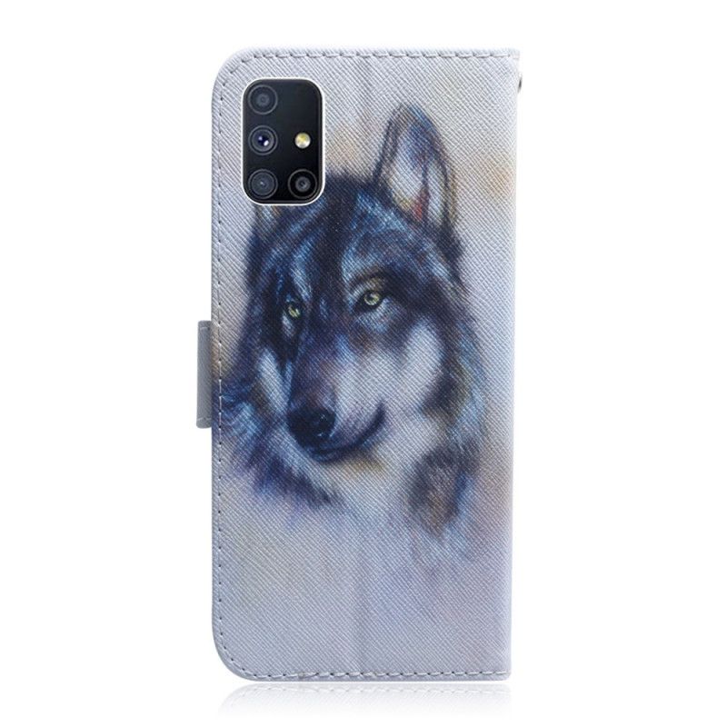 Leren Hoesje Samsung Galaxy M51 Telefoonhoesje Blik Van Een Hond