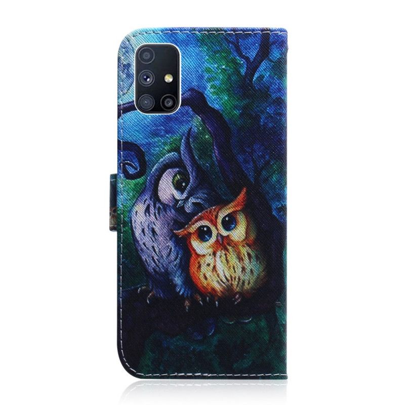 Leren Hoesje Samsung Galaxy M51 Uil Schilderij