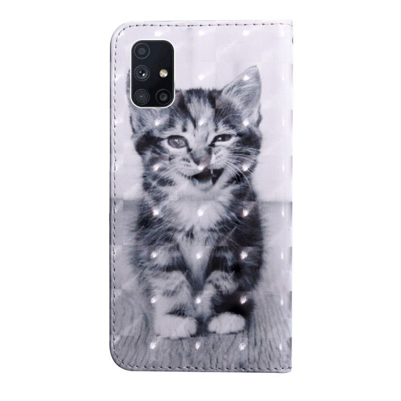 Leren Hoesje Samsung Galaxy M51 Zwart-Witte Kat