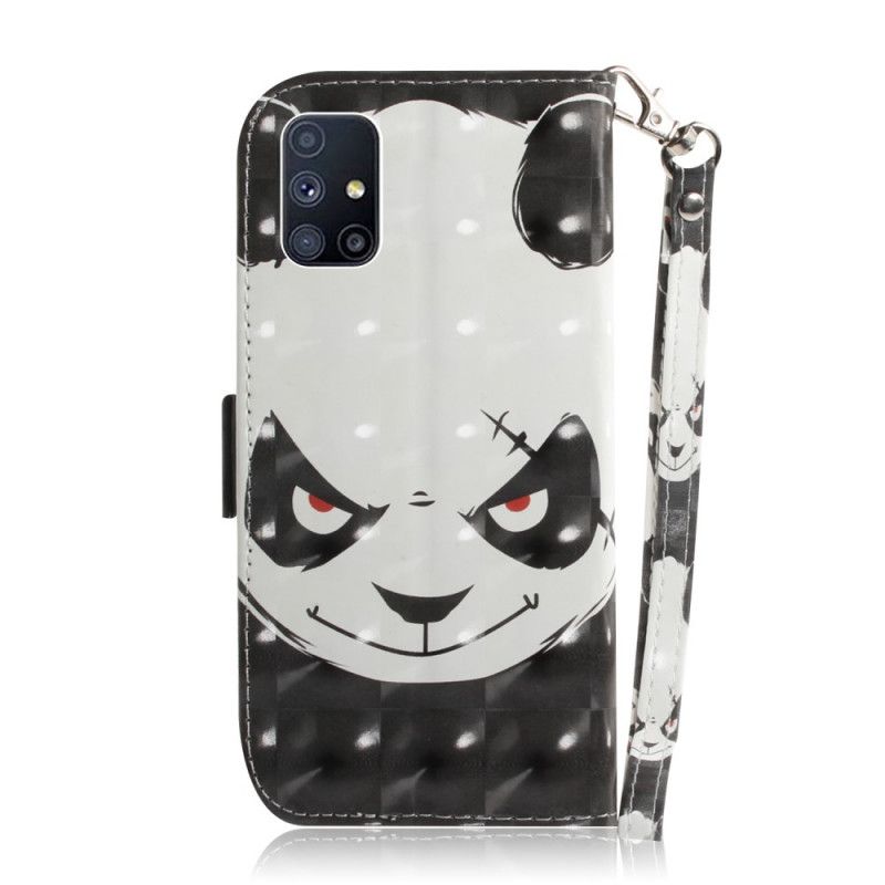 Leren Hoesje voor Samsung Galaxy M51 Boze Panda Met String