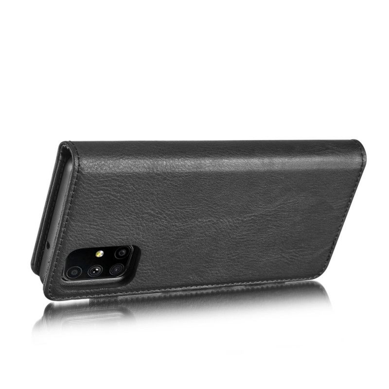 Leren Hoesje voor Samsung Galaxy M51 Grijs Zwart Dg. Afneembare Case