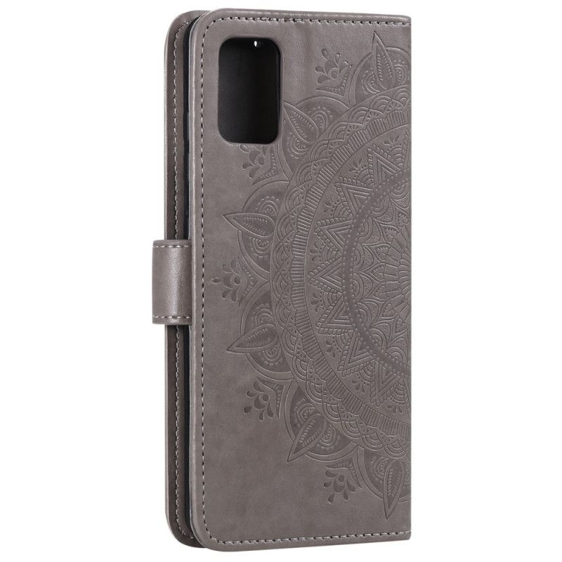 Leren Hoesje voor Samsung Galaxy M51 Magenta Grijs Zon Mandala