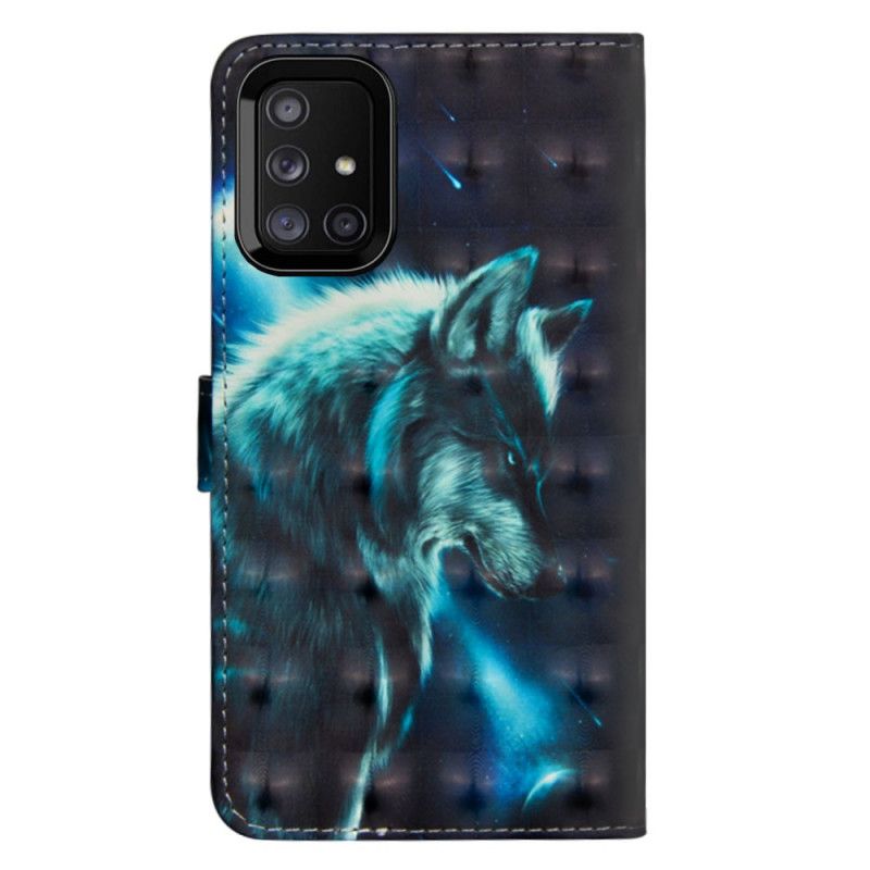 Leren Hoesje voor Samsung Galaxy M51 Majestueuze Wolf