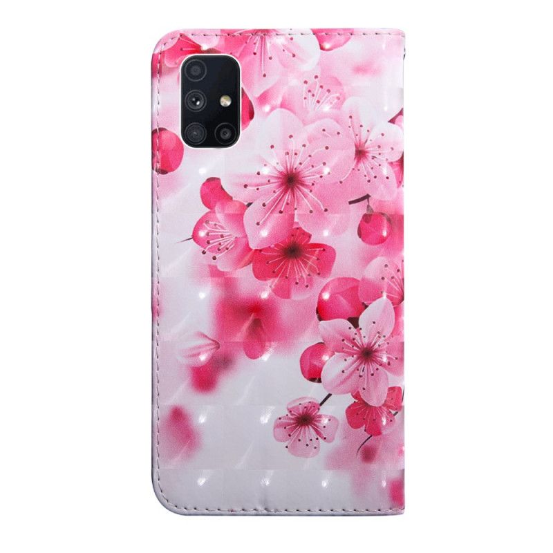 Leren Hoesje voor Samsung Galaxy M51 Roze Bloemen