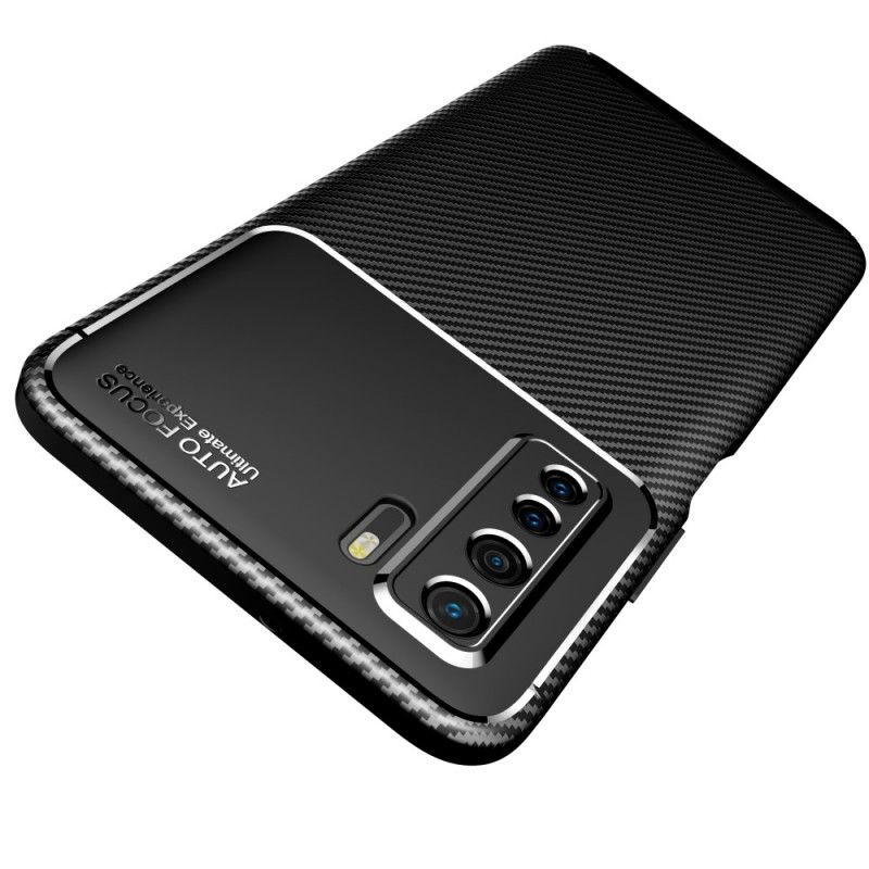 Case Hoesje Huawei P40 Lite 5G Donkerblauw Zwart Telefoonhoesje Flexibele Koolstofvezeltextuur