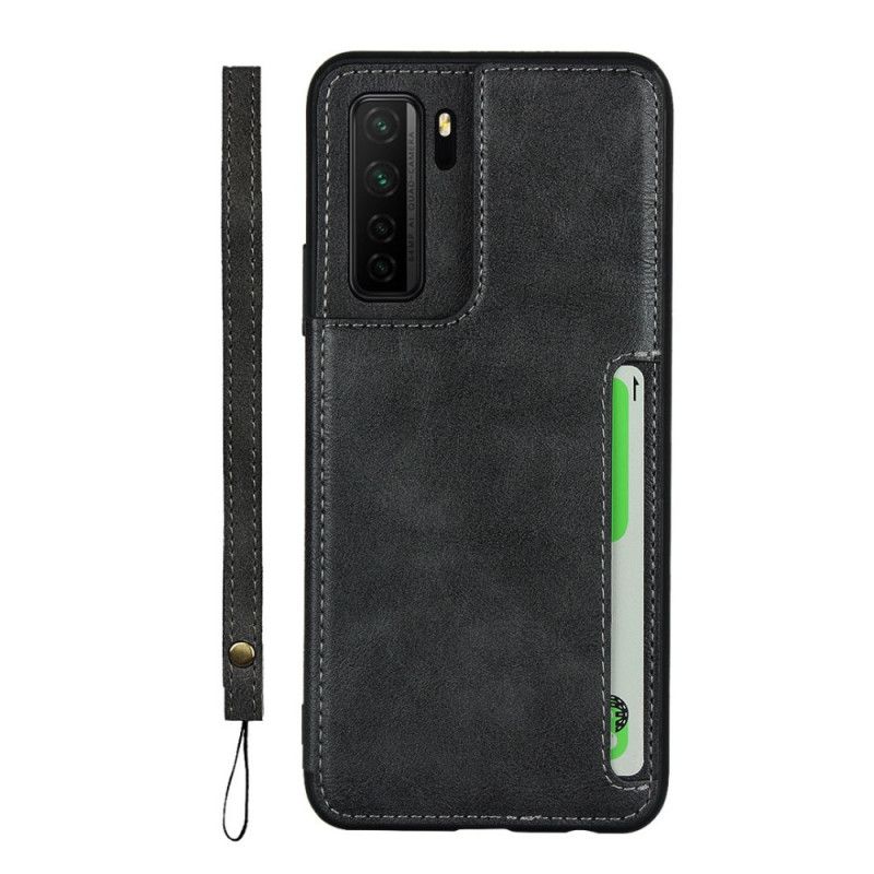 Case Hoesje Huawei P40 Lite 5G Grijs Zwart Telefoonhoesje Kaarthouder En Lanyard