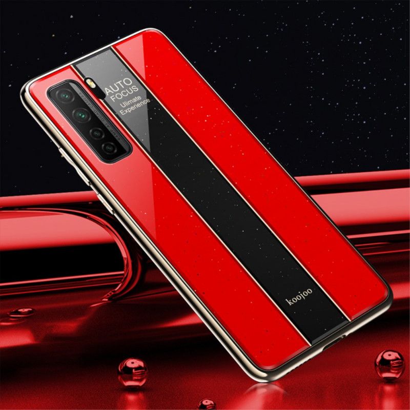 Cover Hoesje Huawei P40 Lite 5G Donkerblauw Rood Telefoonhoesje Gegalvaniseerde Hybride