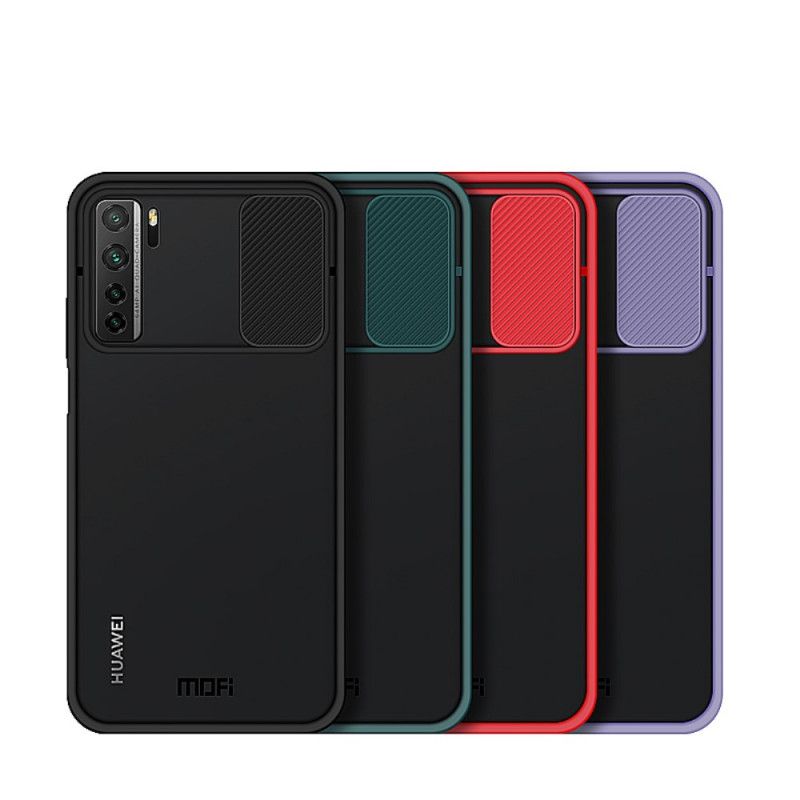 Cover Hoesje Huawei P40 Lite 5G Rood Zwart Telefoonhoesje Camshield Gekleurde Mofi-Randen