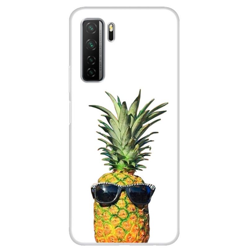 Cover Hoesje Huawei P40 Lite 5G Telefoonhoesje Transparante Ananas Met Glazen