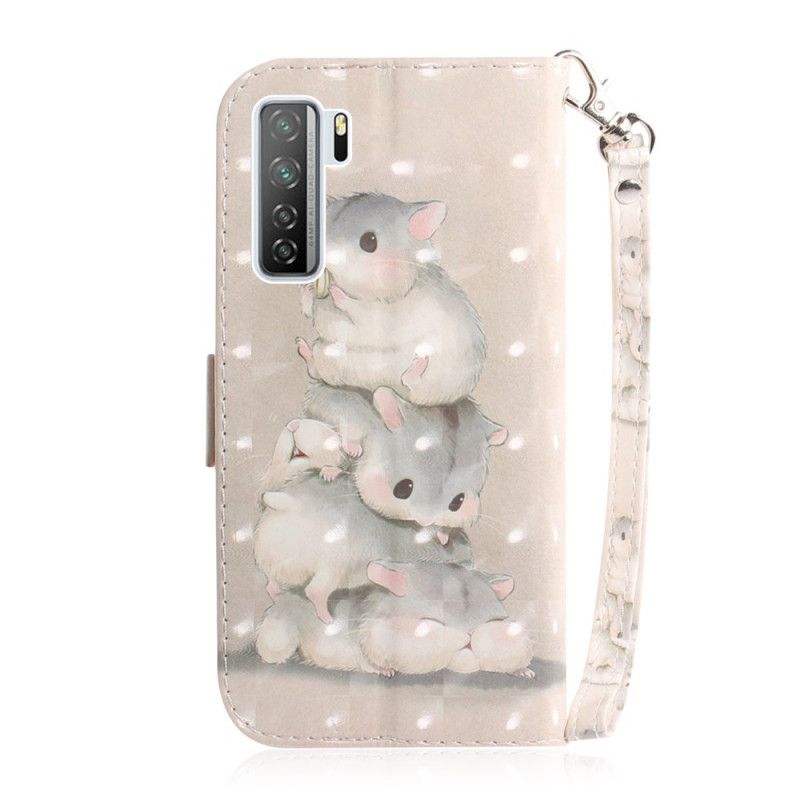 Flip Case Leren Huawei P40 Lite 5G Hamsters Met String