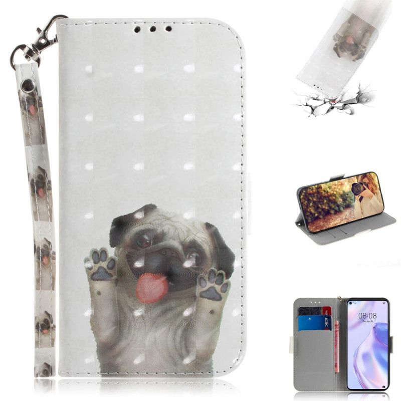 Flip Case Leren Huawei P40 Lite 5G Hou Van Mijn Hond Met String