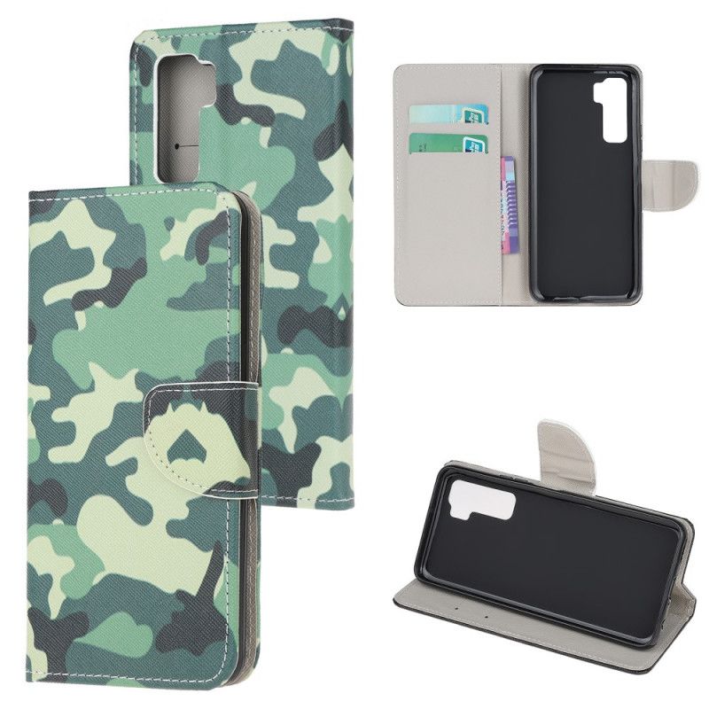 Flip Case Leren Huawei P40 Lite 5G Militaire Camouflage