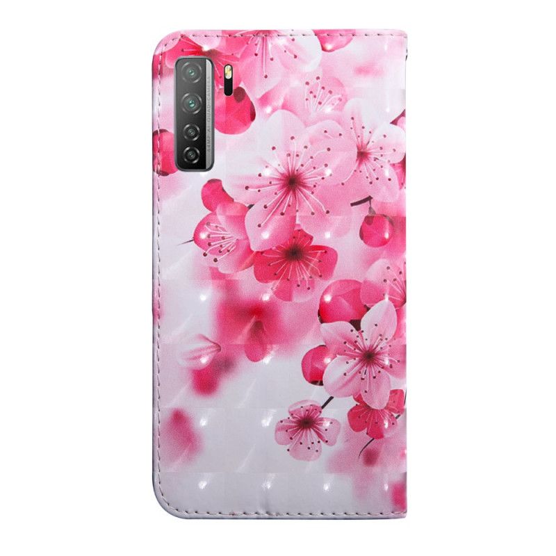 Flip Case Leren Huawei P40 Lite 5G Roze Bloemen