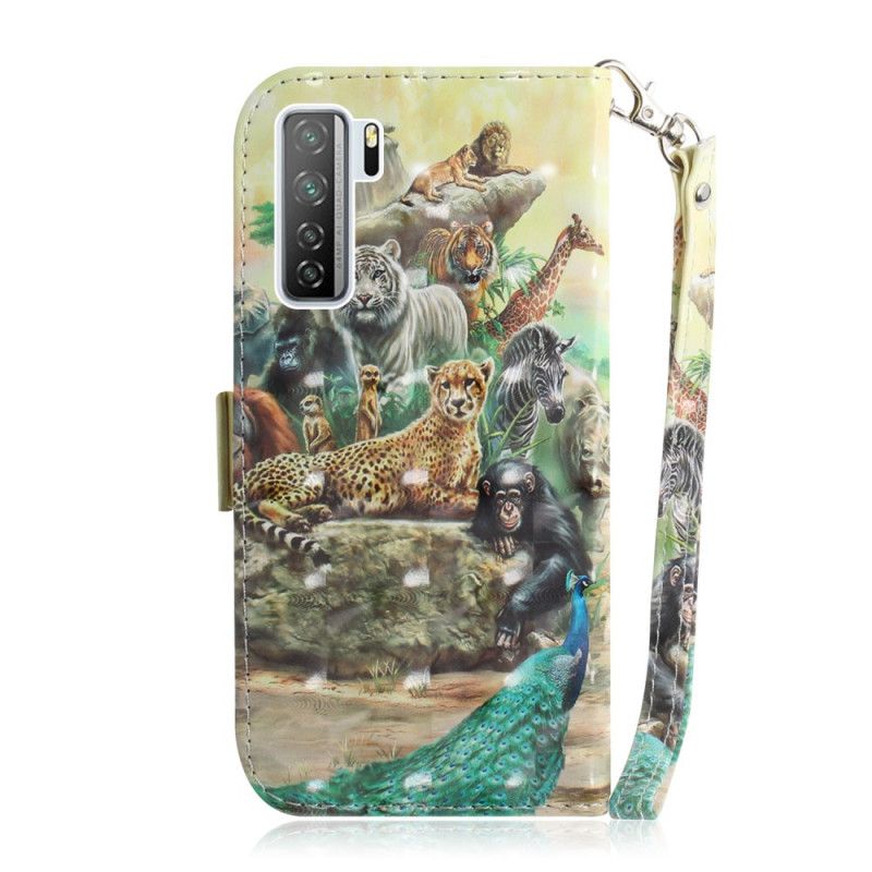 Flip Case Leren Huawei P40 Lite 5G String Safari Dieren