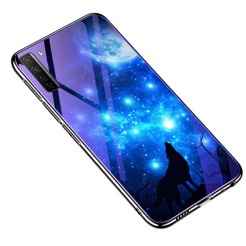 Hoesje Huawei P40 Lite 5G Marineblauw Gehard Glas En Dierlijke Siliconen