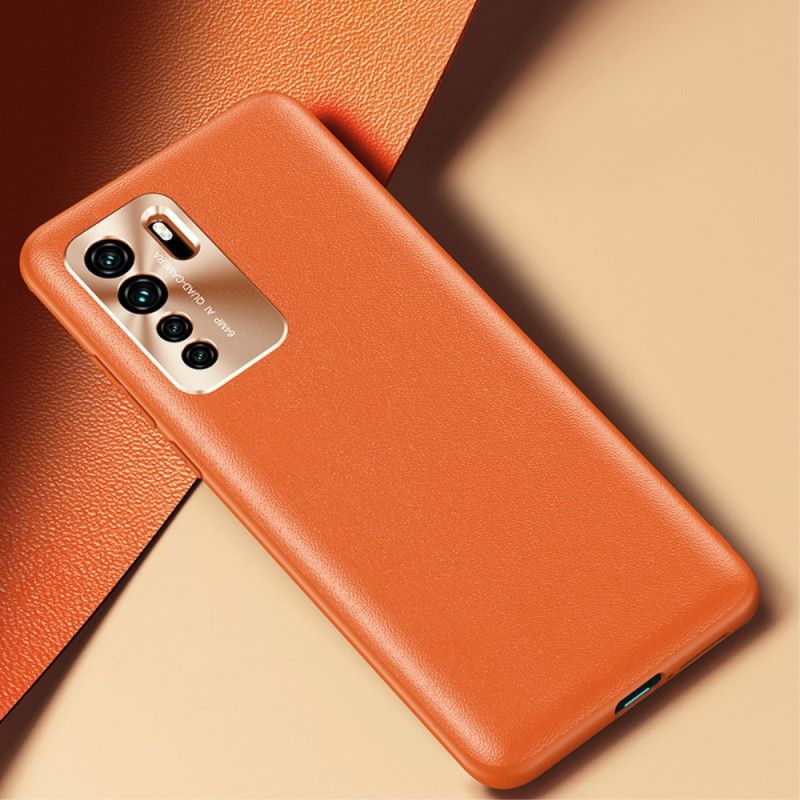 Hoesje Huawei P40 Lite 5G Oranje Zwart Kleur Leerstijl