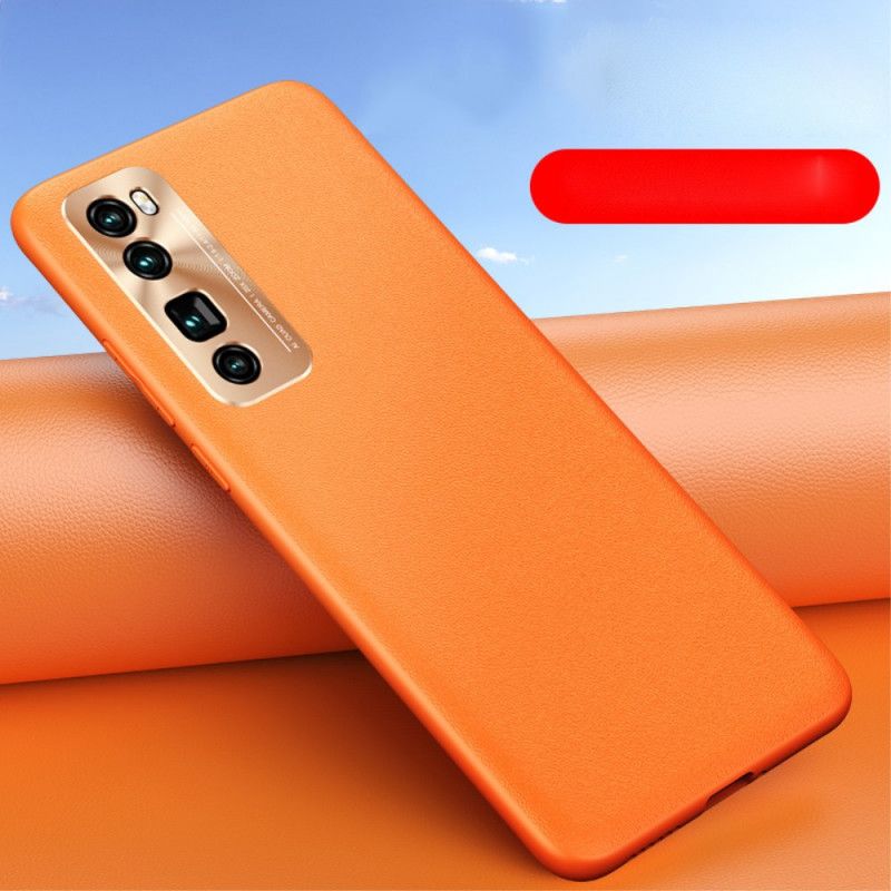 Hoesje Huawei P40 Lite 5G Oranje Zwart Kleur Leerstijl