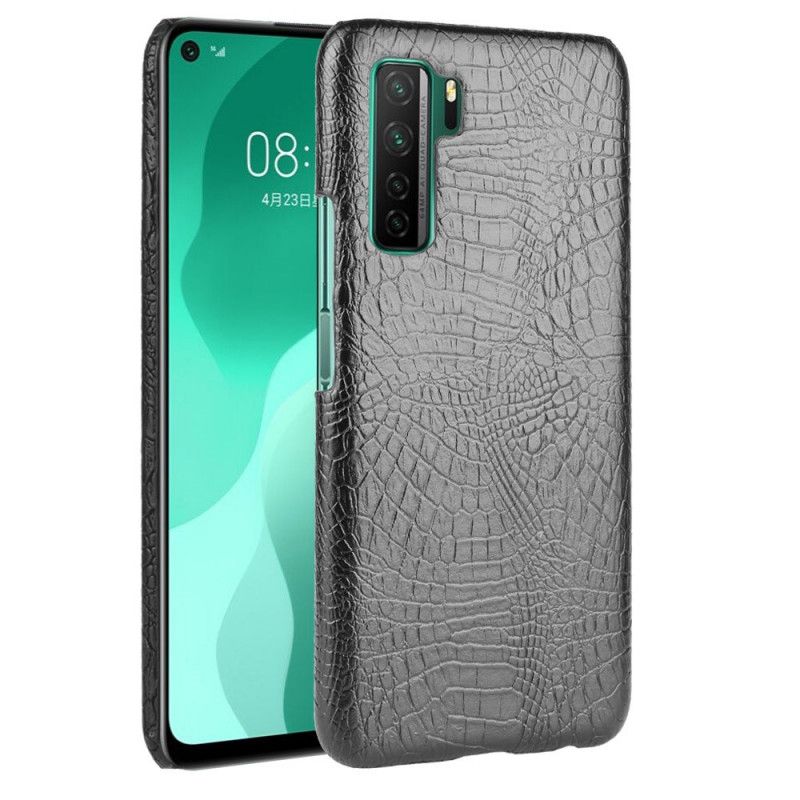 Hoesje Huawei P40 Lite 5G Wit Zwart Krokodillenhuideffect