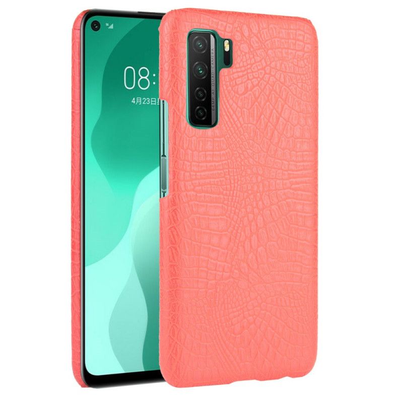 Hoesje Huawei P40 Lite 5G Wit Zwart Krokodillenhuideffect