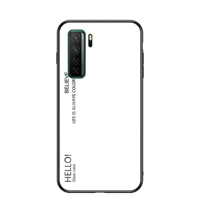 Hoesje voor Huawei P40 Lite 5G Wit Zwart Hallo Gehard Glas