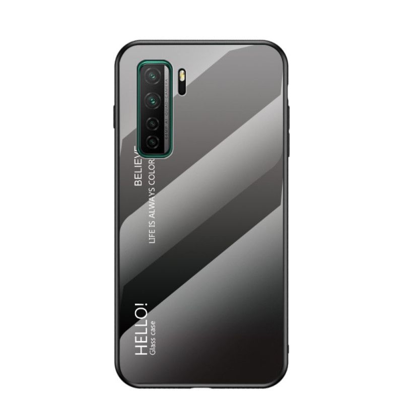 Hoesje voor Huawei P40 Lite 5G Wit Zwart Hallo Gehard Glas