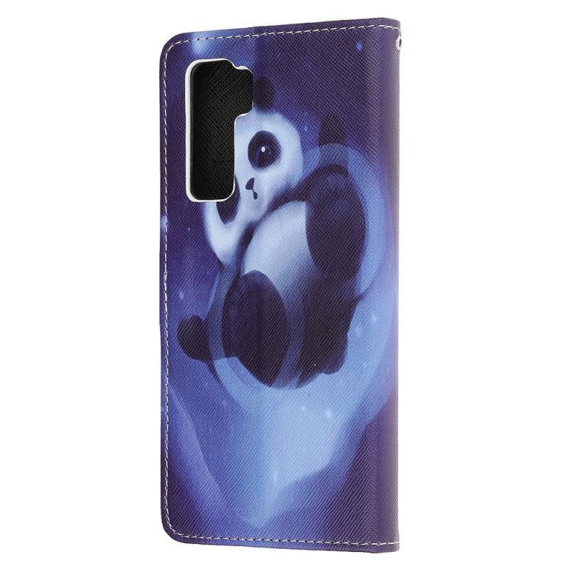 Leren Hoesje Huawei P40 Lite 5G Telefoonhoesje Pandaruimte Met String