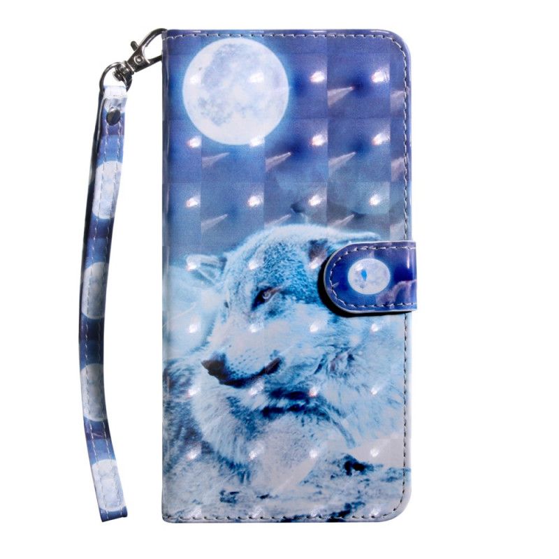 Leren Hoesje voor Huawei P40 Lite 5G Lichtpaars Lichtblauw Aquarel Wolf