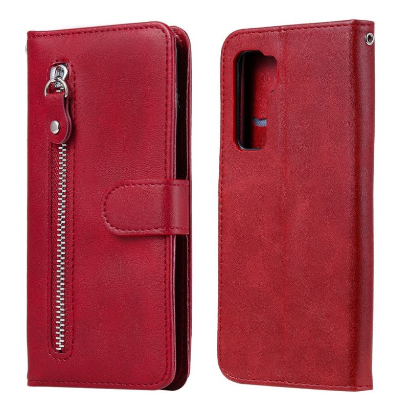 Leren Hoesje voor Huawei P40 Lite 5G Rood Zwart Vintage Portemonnee