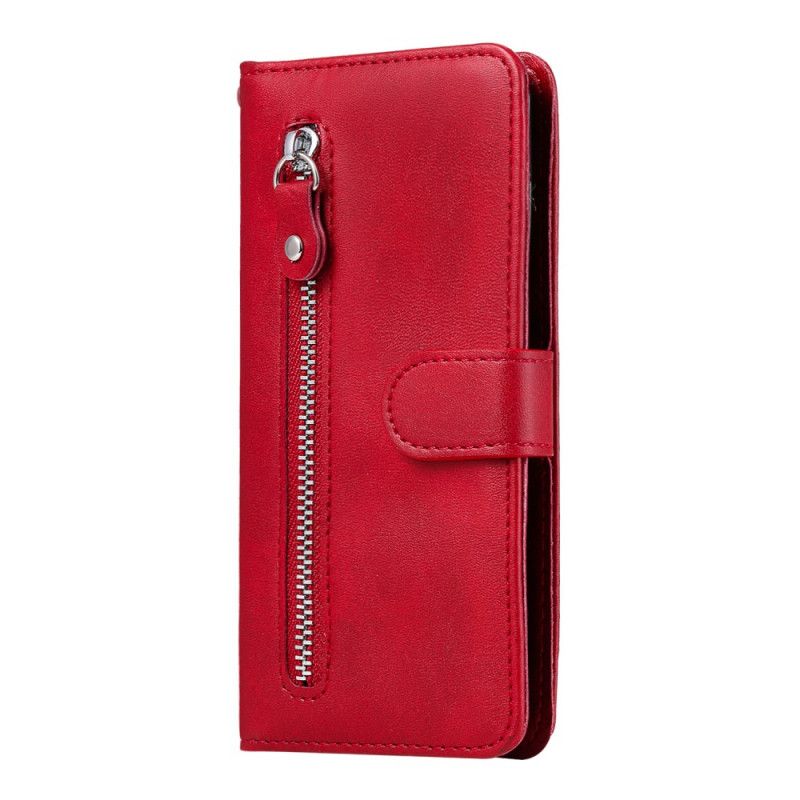 Leren Hoesje voor Huawei P40 Lite 5G Rood Zwart Vintage Portemonnee