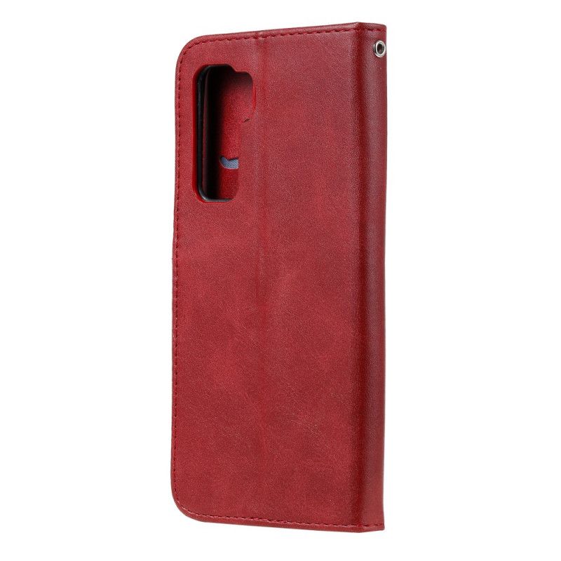 Leren Hoesje voor Huawei P40 Lite 5G Rood Zwart Vintage Portemonnee