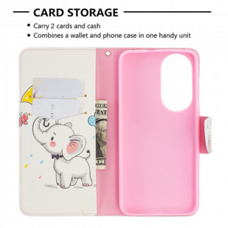 Folio-hoesje Huawei P50 Telefoonhoesje Baby Olifant