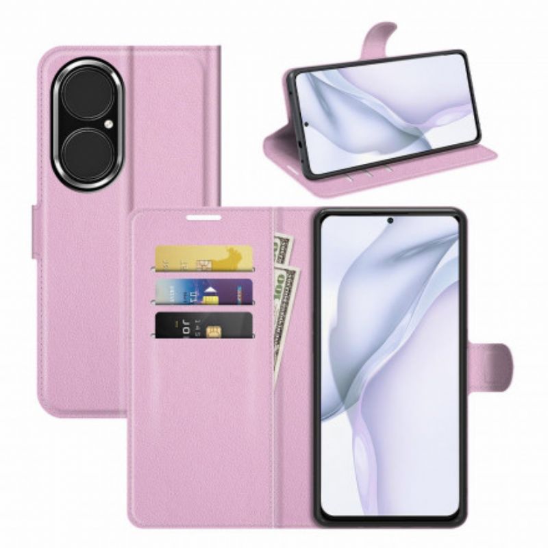 Leren Hoesje Huawei P50 Klassieke Litchi-leerstijl